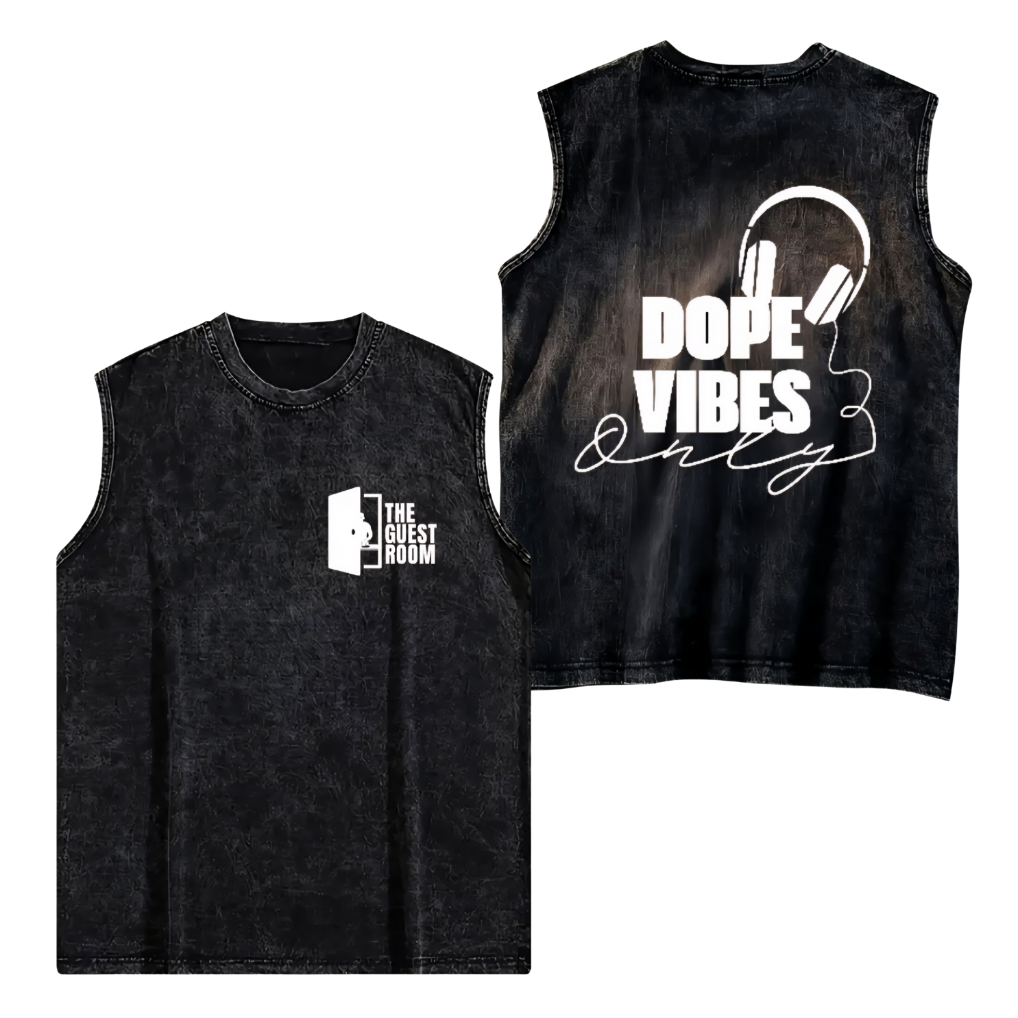 GR Acid Wash Muscle Tee Black