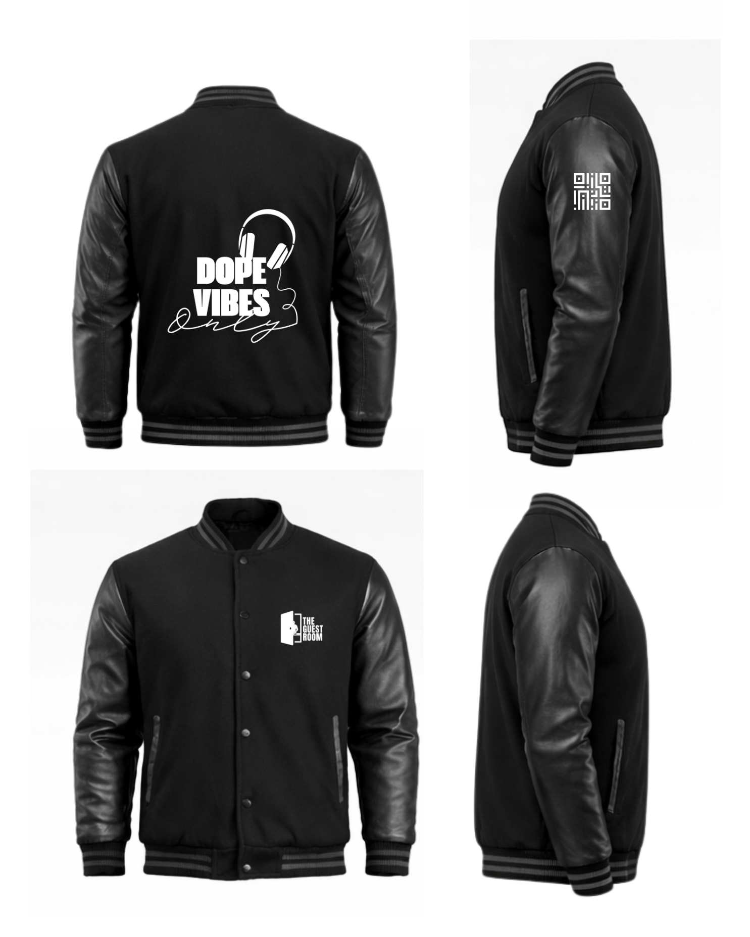 GR Leather Varsity Jacket (Black)