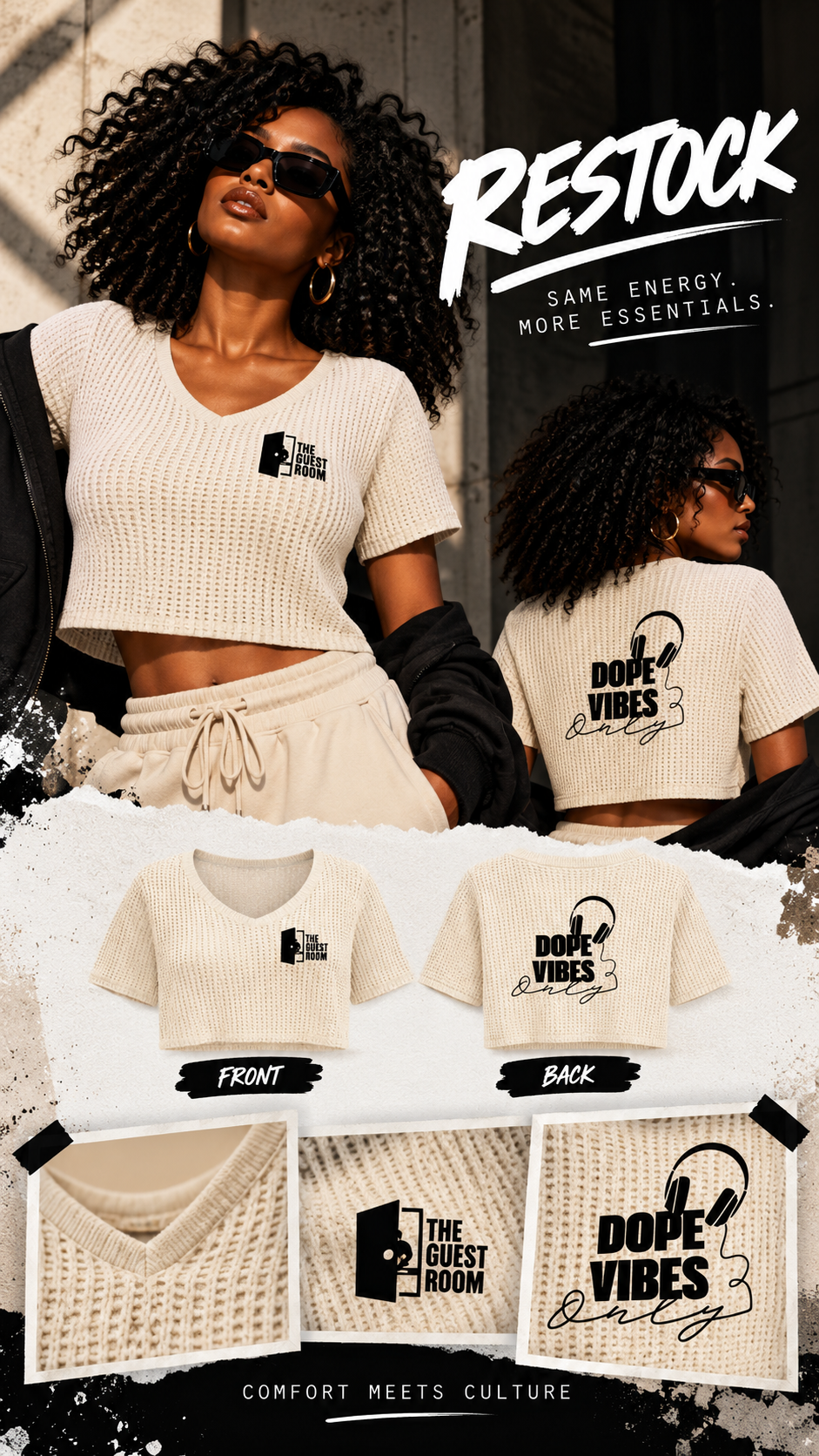 GR Beige-Line Crop Top